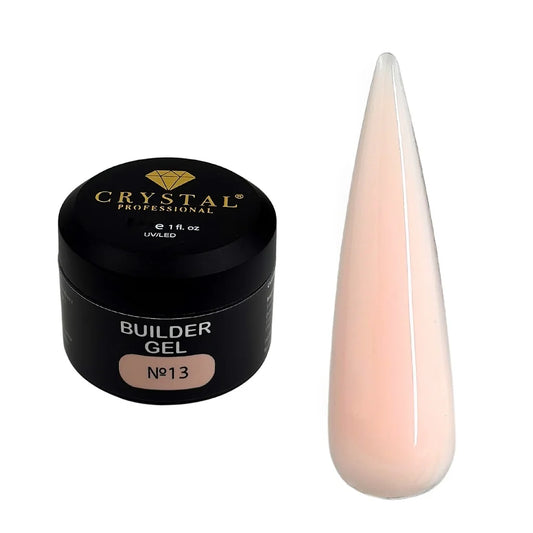 Crystal Builder Gel №13 Light Peach 15ml – Aufbaugel für natürliche Nägel, sanfter Nude Look & Nagelverlängerung
