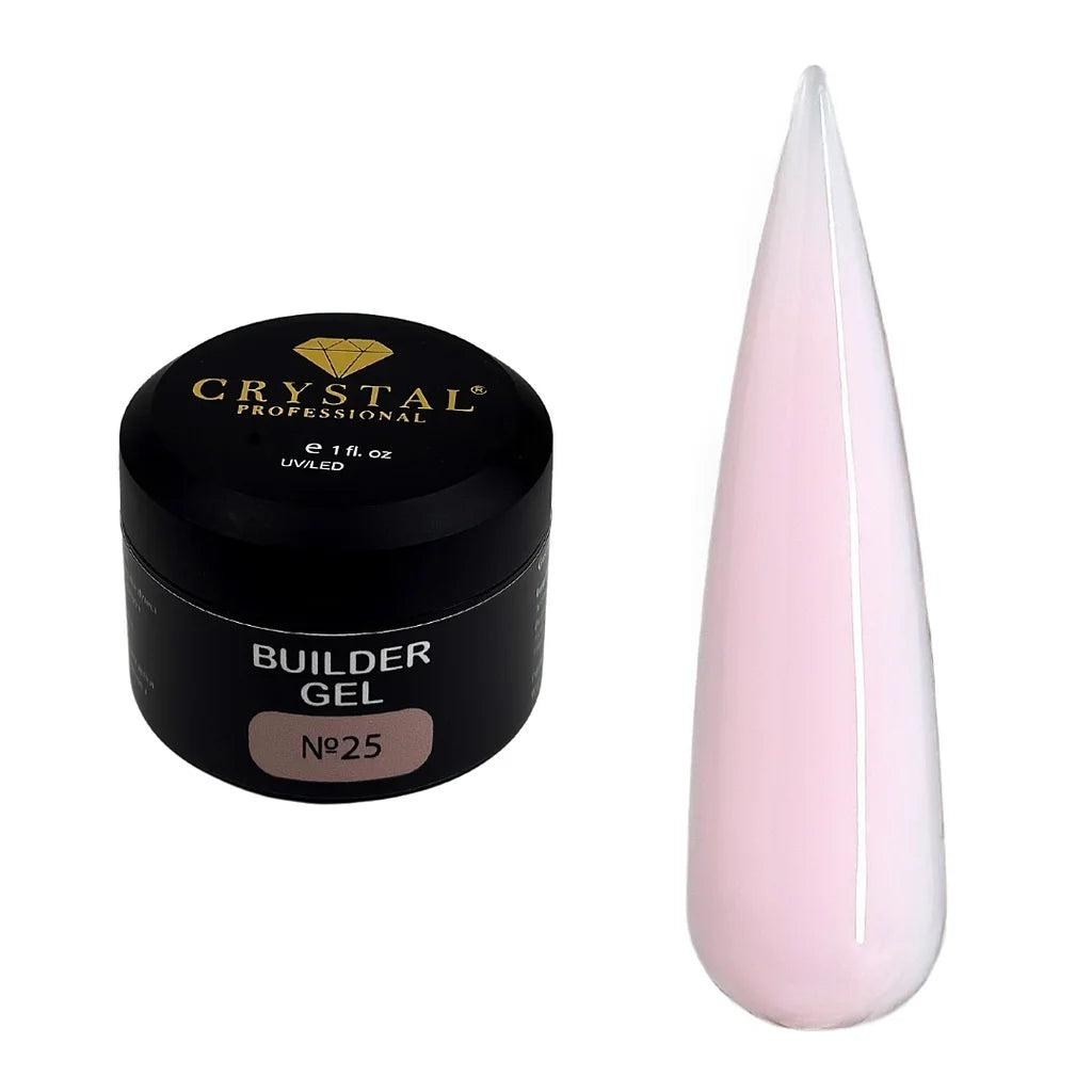 Crystal Builder Gel №25 Light Pink 15ml – Aufbaugel für natürliche Nägel, zarter Nude Look & Nagelverlängerung
