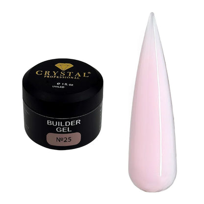 Crystal Builder Gel №25 Light Pink 15ml – Aufbaugel für natürliche Nägel, zarter Nude Look & Nagelverlängerung