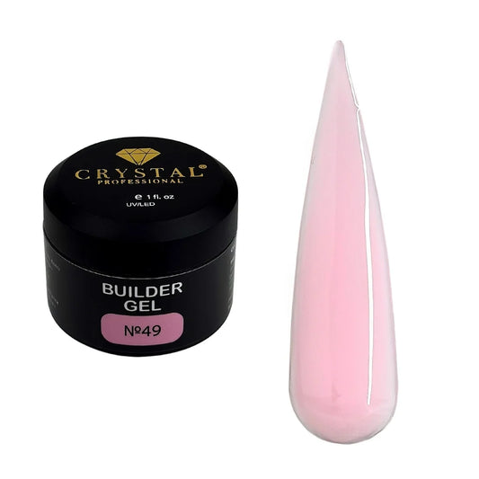 Crystal Builder Gel №49 Pink 15ml – Aufbaugel für natürliche Nägel, eleganter Nude Look & Nagelverlängerung