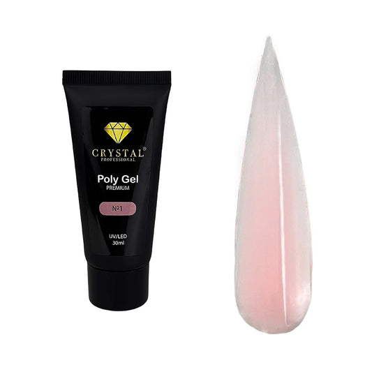 Crystal Professional Poly Gel №1 Rosa 30ml – Acrylgel für Nagelverlängerung und Naturnagelverstärkung