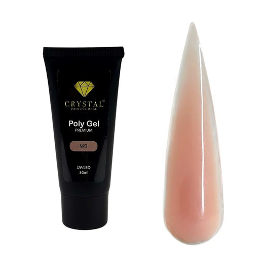 Crystal Professional Poly Gel №3 Sandfarben 30ml – Acrylgel für Nagelverlängerung und Naturnagelverstärkung