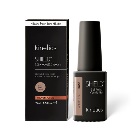 Kinetics SHIELD Ceramic Base Dark Sand #927 15ml – Dunkler Sand Keramik-Basisschicht für Gel-Lack mit extra Halt