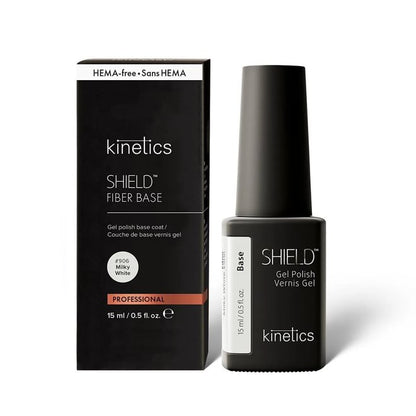Kinetics SHIELD Fiber Base Milky White #906 15ml – Файбер база с микроволокнами, молочный цвет, укрепляет и выравнивает ногтевую пластину