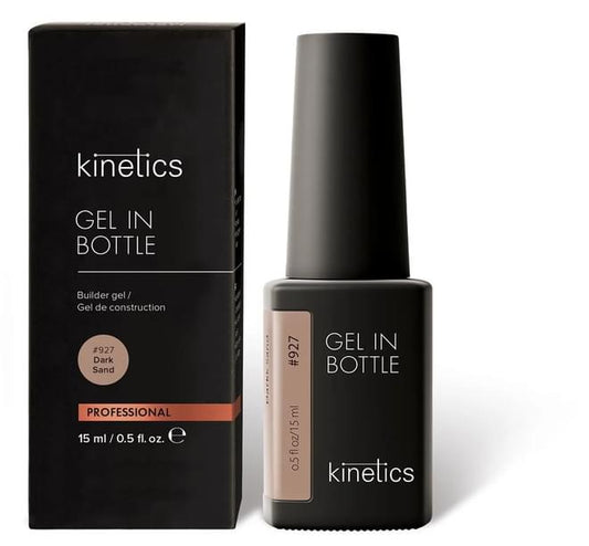 Kinetics Gel in Bottle Dark Sand #927 15ml – Flüssiges Gel zur Nagelverstärkung, Farbton Dunkler Sand
