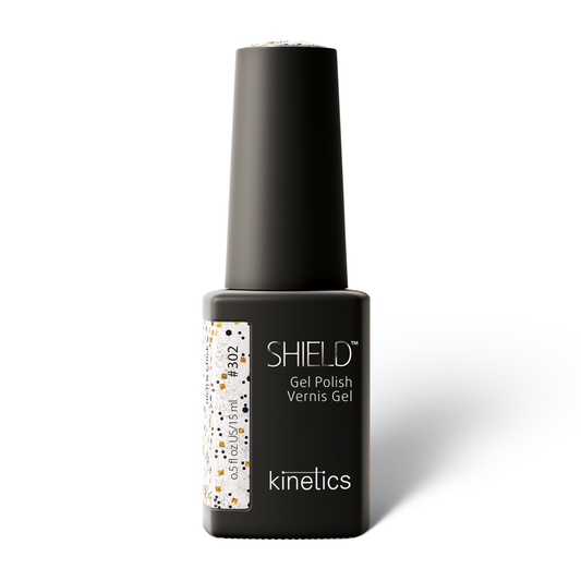 Kinetics Shield Gel Polish #302 RICH & CHICK – Braun‑Glitzer UV-Gellack, HEMA-frei, 15ml