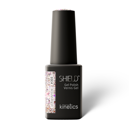 Kinetics Shield Gel Polish #303 STARDUST – Roségold-Glitzer UV-Gellack, HEMA-frei, 15ml