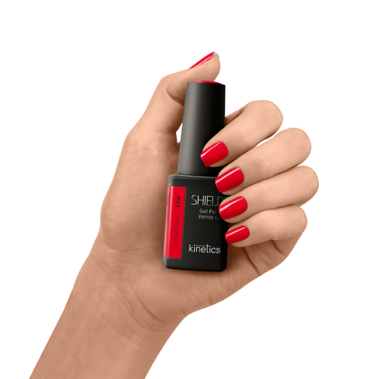 Kinetics Shield Gel Polish #356 RHINO ON THE CARPET – fluoreszierendes Rot UV-Gellack, HEMA-frei, 15ml