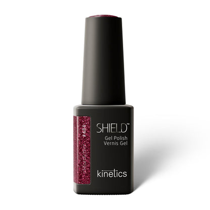 Kinetics SHIELD Gel Polish #484 COURAGE 15 мл – тёмный рубиново-красный гель-лак с блёстками без HEMA