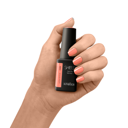 Kinetics Shield Gel Polish #495 PINNABLE 15 мл – неоново-оранжевый гель-лак для УФ-лампы, HEMA-free