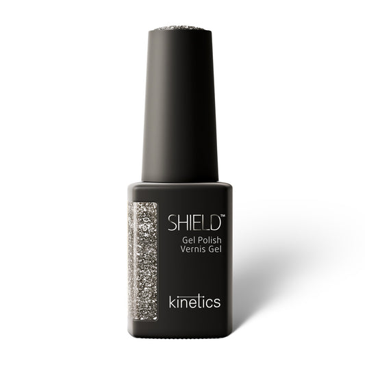 Kinetics SHIELD Gel Polish #520 GLAMCORE 15ml – UV Nagellack schwarzer Silberstaub, HEMA‑frei