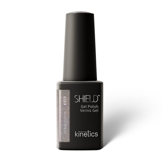 Kinetics SHIELD Gel Polish #559 TIME TO BOND 15ml – UV Nagellack Grau mit Goldstaub, HEMA‑frei