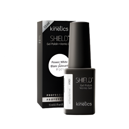 Kinetics SHIELD Gel Polish POWER WHITE 15ml – hochpigmentiertes Weiß UV Nagellack, HEMA-frei
