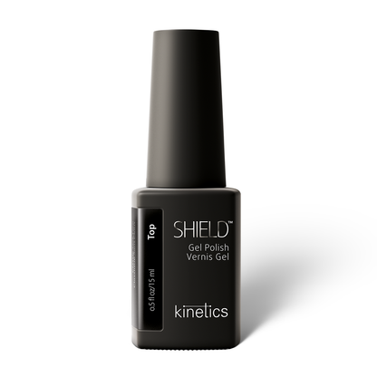Kinetics SHIELD Classic Tack Free Top Coat 15 мл — блестящий топ без липкого слоя, без синевы, для гель-лака