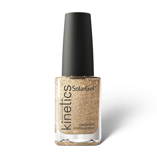 Kinetics Nail Polish SolarGel #521 GOAL DIGGER 15 ml – klassischer Nagellack in warmem Gold mit Glitzer