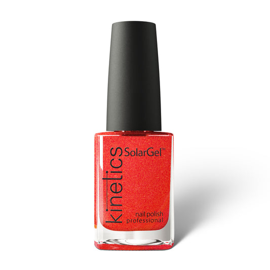 Kinetics Nail Polish SolarGel #522 ROUGH LOVE 15 ml – klassischer Nagellack in strahlendem Rot mit Glitzer