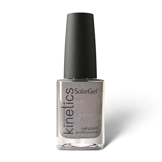 Kinetics Nail Polish SolarGel #559 TIME TO BOND 15 ml – klassischer Nagellack in Grau mit Goldstaub