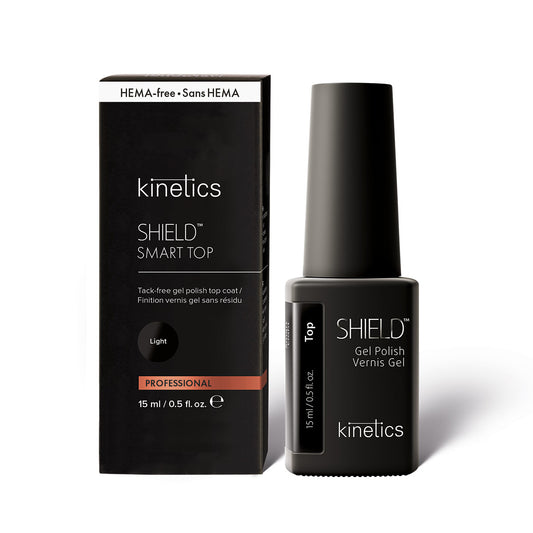 Kinetics SHIELD Smart Top Light HEMA-frei ohne Schwitzschicht 15ml – Dünner No-Wipe Top Coat für natürlichen Look