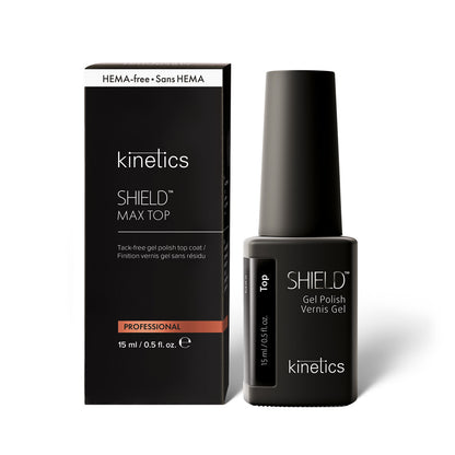 Kinetics SHIELD MAX Top HEMA‑frei 15ml – Hochglanz Top Coat für langanhaltenden Schutz & Nail Art