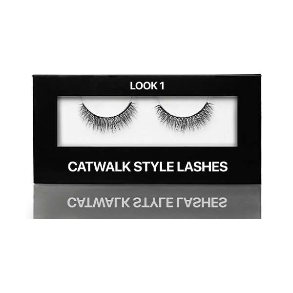 Eyelashes on tape Catwalk style, Look 1 (on black stripe) in cardboard box