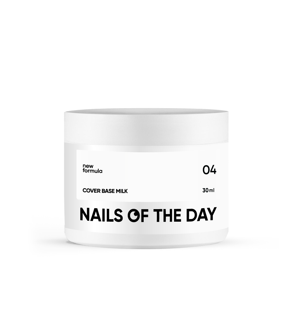 Nailsoftheday Cover base NEW Formula milk 04 - молочное с серебряным блеском камуфлирующее базовое покрытие для ногтей, 10-30ml