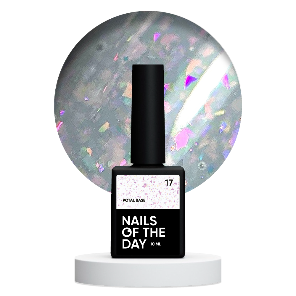 NAILSOFTHEDAY Potal Base 17 - нежно-молочная база с голографик стильной поталью, 10мл