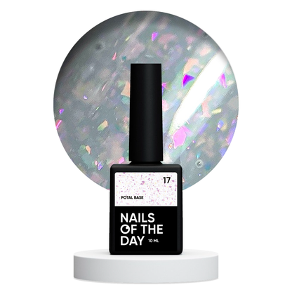 NAILSOFTHEDAY Potal Base 17 - нежно-молочная база с голографик стильной поталью, 10мл