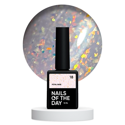 NAILSOFTHEDAY Potal Base 18 - нежно-молочная база с голографик стильной поталью, 10мл