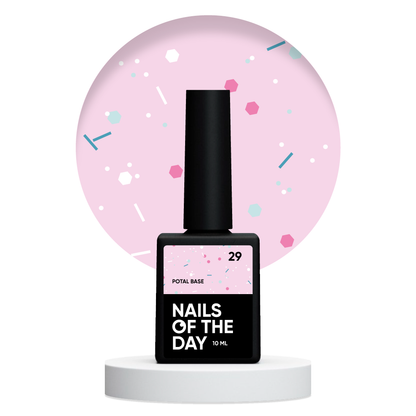 NAILSOFTHEDAY Potal Base 29 - молочно-розовая база с неоновыми блестками, 10мл