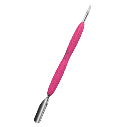Лопатка маникюрная STALEKS PRO Gummy UNIQ 10 Type 6 — пушер и пика из нержавеющей стали с силиконовой ручкой