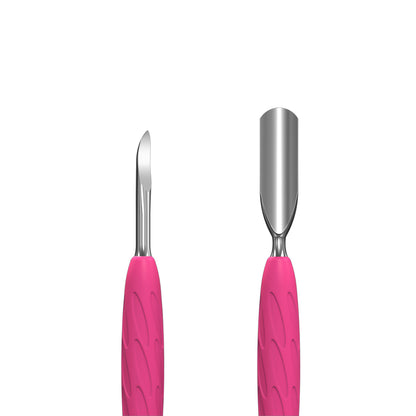 Лопатка маникюрная STALEKS PRO Gummy UNIQ 10 Type 6 — пушер и пика из нержавеющей стали с силиконовой ручкой