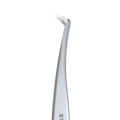 Профессиональный пинцет STALEKS PRO EXPERT 40 Тип 12 – изогнутая (boot) 65° из нержавеющей стали AISI 420 для наращивания объёмных ресниц