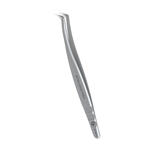 Professionelle Wimpernpinzette STALEKS PRO EXPERT 40 Typ 12 – gebogene „Boot“ 65° Pinzette aus AISI 420 Edelstahl für Volume‑Extensions