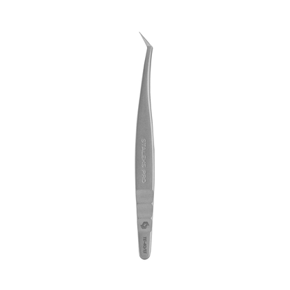 Professionelle Wimpernpinzette STALEKS PRO EXPERT 40 Typ 13 – L‑förmig 40° gebogen, präzises Werkzeug für 2D‑8D Volume‑Extensions aus AISI 420 Edelstahl