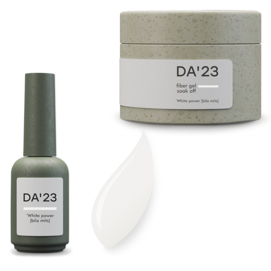 Fibergel DA-23 White Power 14-30 ml – milchiges Fiber Gel, verstärkt Nägel, dünne tragbare Konstruktion
