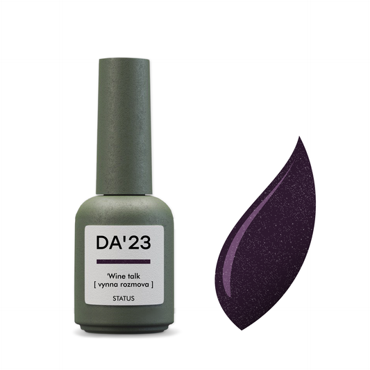 Gel Polish DA’23 ’Wine talk [vynna rozmova], 8 ml – pflaumenroter Gel-Lack mit feinem Schimmer, glänzendem Finish, langanhaltende Deckkraft