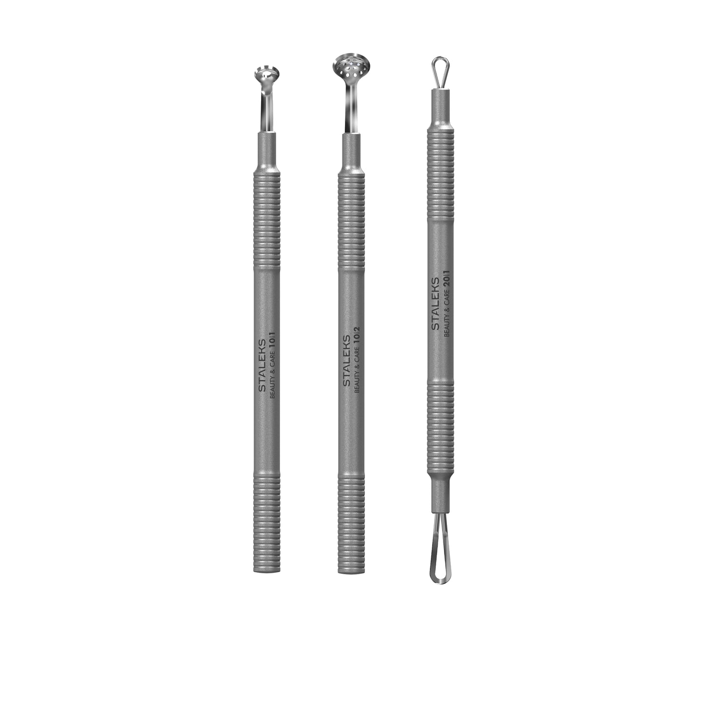 Professionelles Kosmetik-Set Staleks Beauty & Care 30 Clean Skin – Uno-Löffel, Doppelschlaufe, Mitesserentferner aus Edelstahl