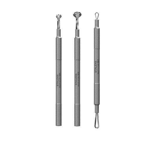 Professionelles Kosmetik-Set Staleks Beauty & Care 30 Clean Skin – Uno-Löffel, Doppelschlaufe, Mitesserentferner aus Edelstahl