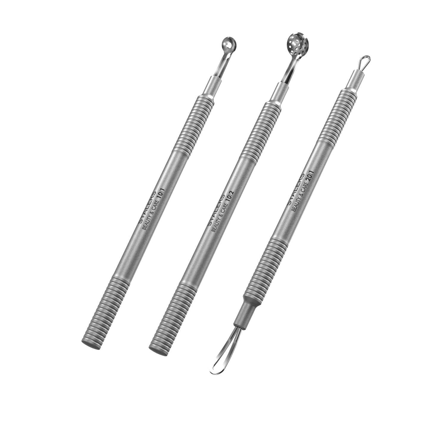 Professionelles Kosmetik-Set Staleks Beauty & Care 30 Clean Skin – Uno-Löffel, Doppelschlaufe, Mitesserentferner aus Edelstahl