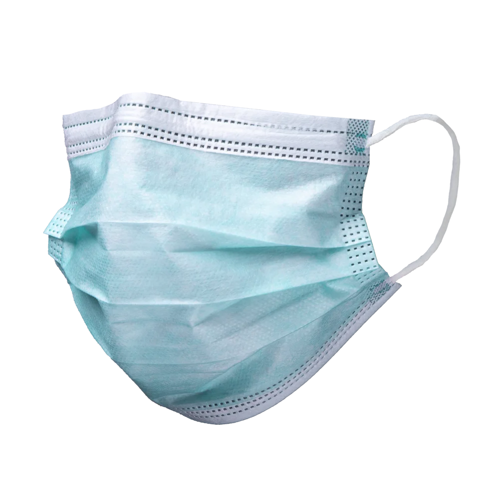 Basic Plus – 3‑слойные медицинские одноразовые маски (OP, Typ II), 50 шт, зеленые — для мастеров маникюра