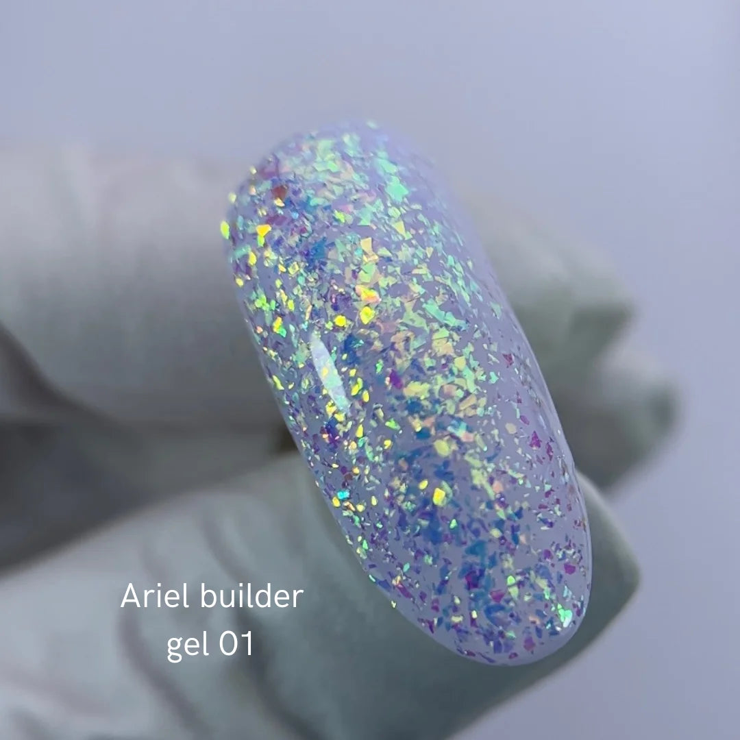 NAILSOFTHENIGHT Ariel gel 01 - Aufbaugel mit bunten Yuki-Flocken für Nägel, 15g