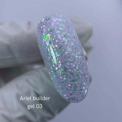 NAILSOFTHENIGHT Ariel gel 03 - Aufbaugel mit bunten Yuki-Flocken für Nägel, 15g