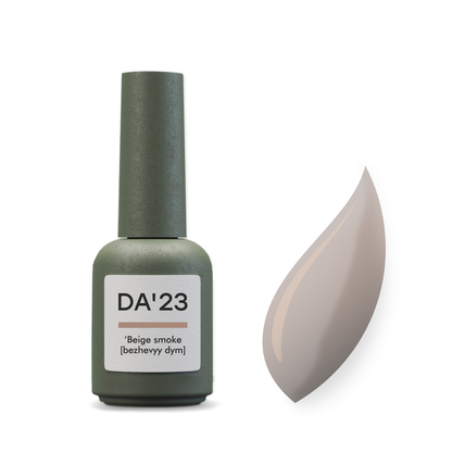 Cover Top DA’23 ‘Beige smoke [bezhevyy dym], 8 ml – halbtransparenter Gel-Topcoat, leichter Effekt, natürlicher Glanz, Farbe Staubiges Beige