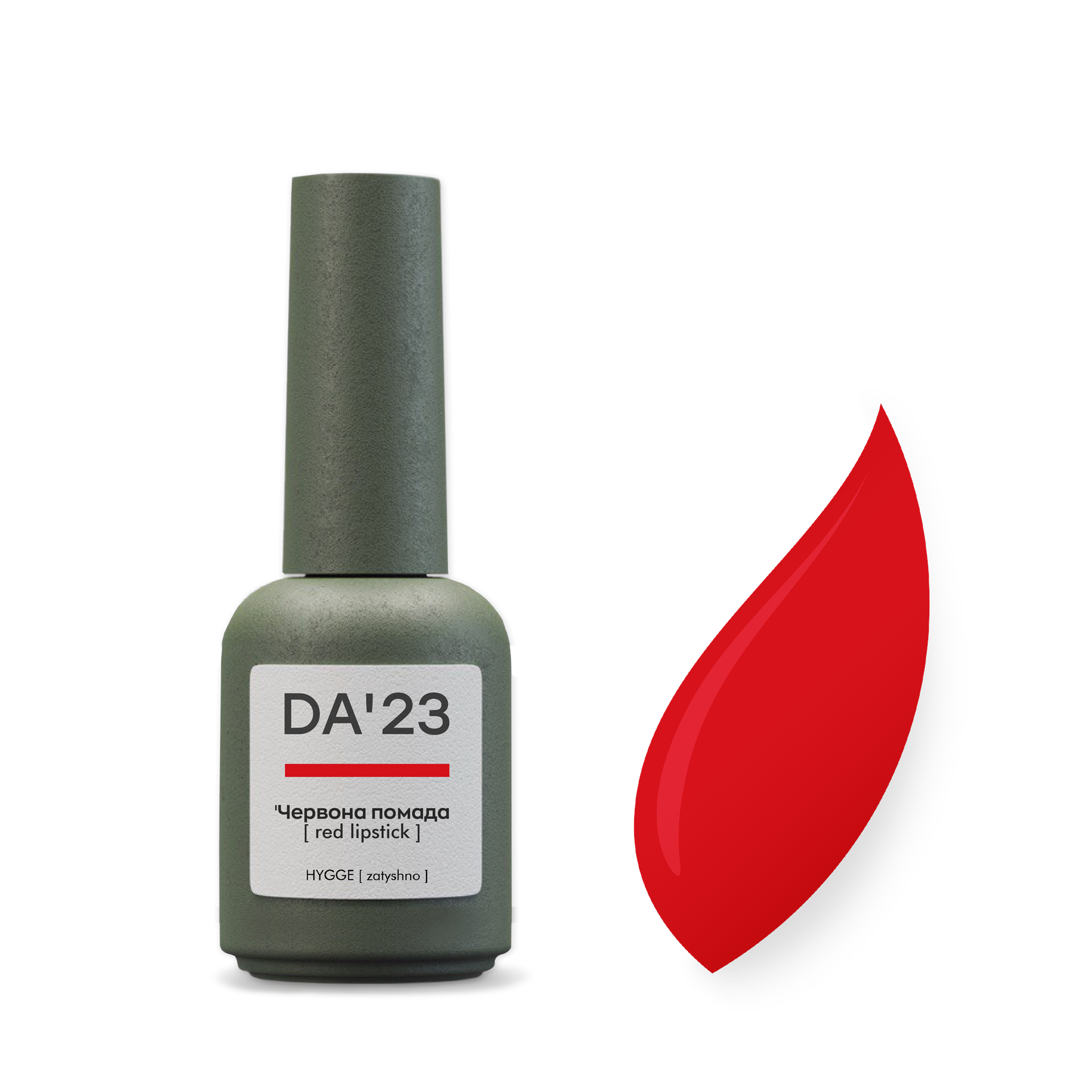 Gel Polish DA’23 Chervona pomada [red lipstick], 8 ml – intensives klassisches Rot, mittlere Konsistenz, glänzendes Finish, langanhaltende Deckkraft