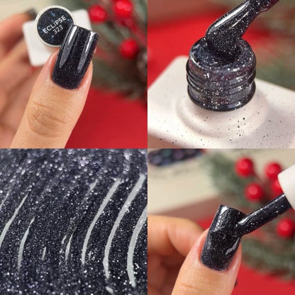NAILSOFTHEDAY Gel Polish Eclipse 10 ml – Schwarz-Blauer Lichtreflektierender Gellack für Nägel