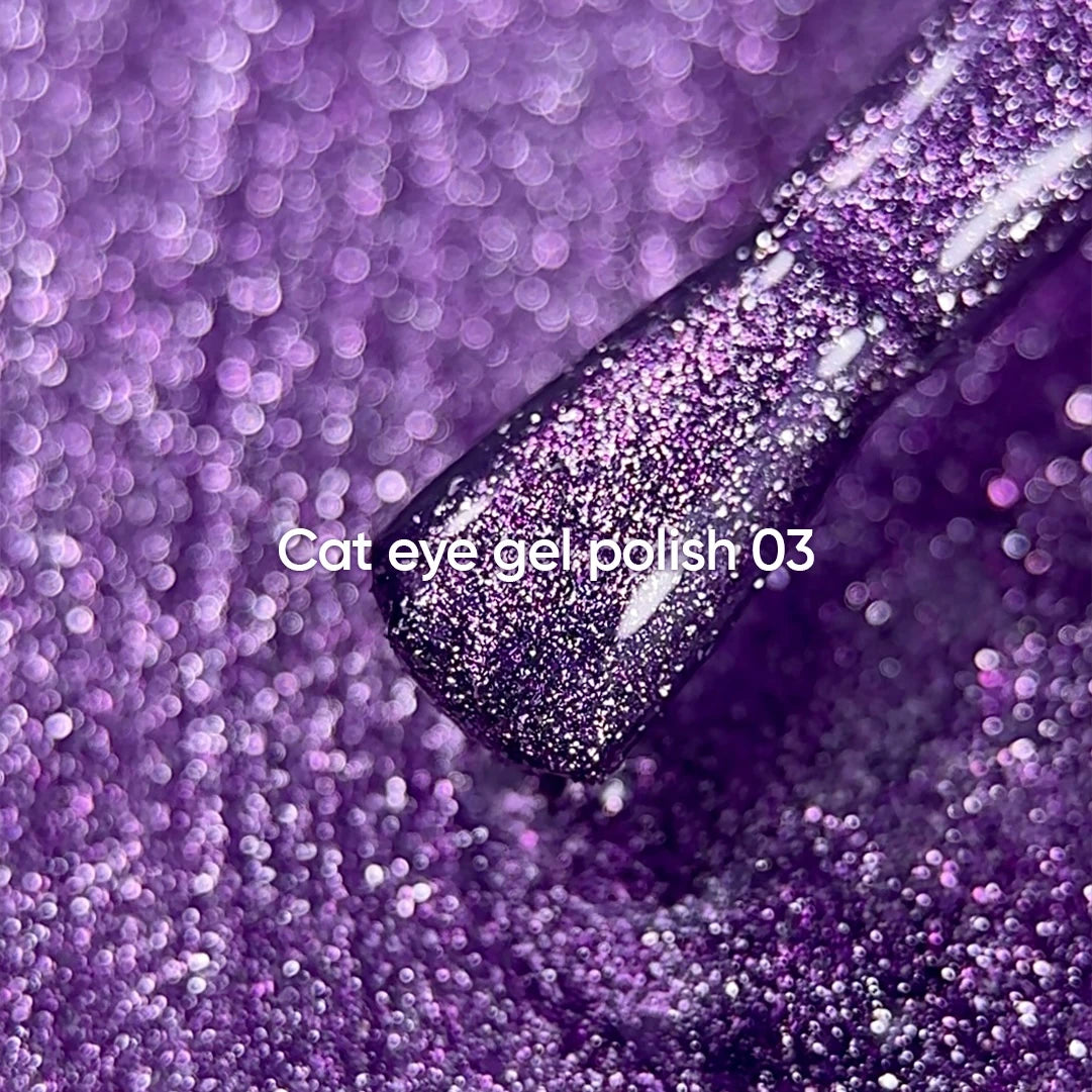 NAILSOFTHEDAY Gel Polish Cat Eye 03 – Fliederfarbener Cat-Eye Gel-Lack mit feiner Folie und leicht reflektierendem Effekt, edler Schimmer, 6 ml