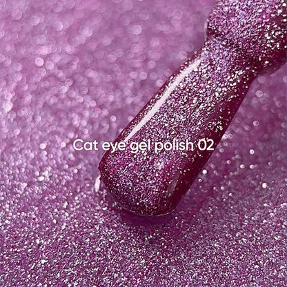 NAILSOFTHEDAY Gel Polish Cat Eye 02 – Розовый гель-лак «Кошачий глаз» с мелкой поталью и легким светоотражающим эффектом, нежное сияние, 6 мл