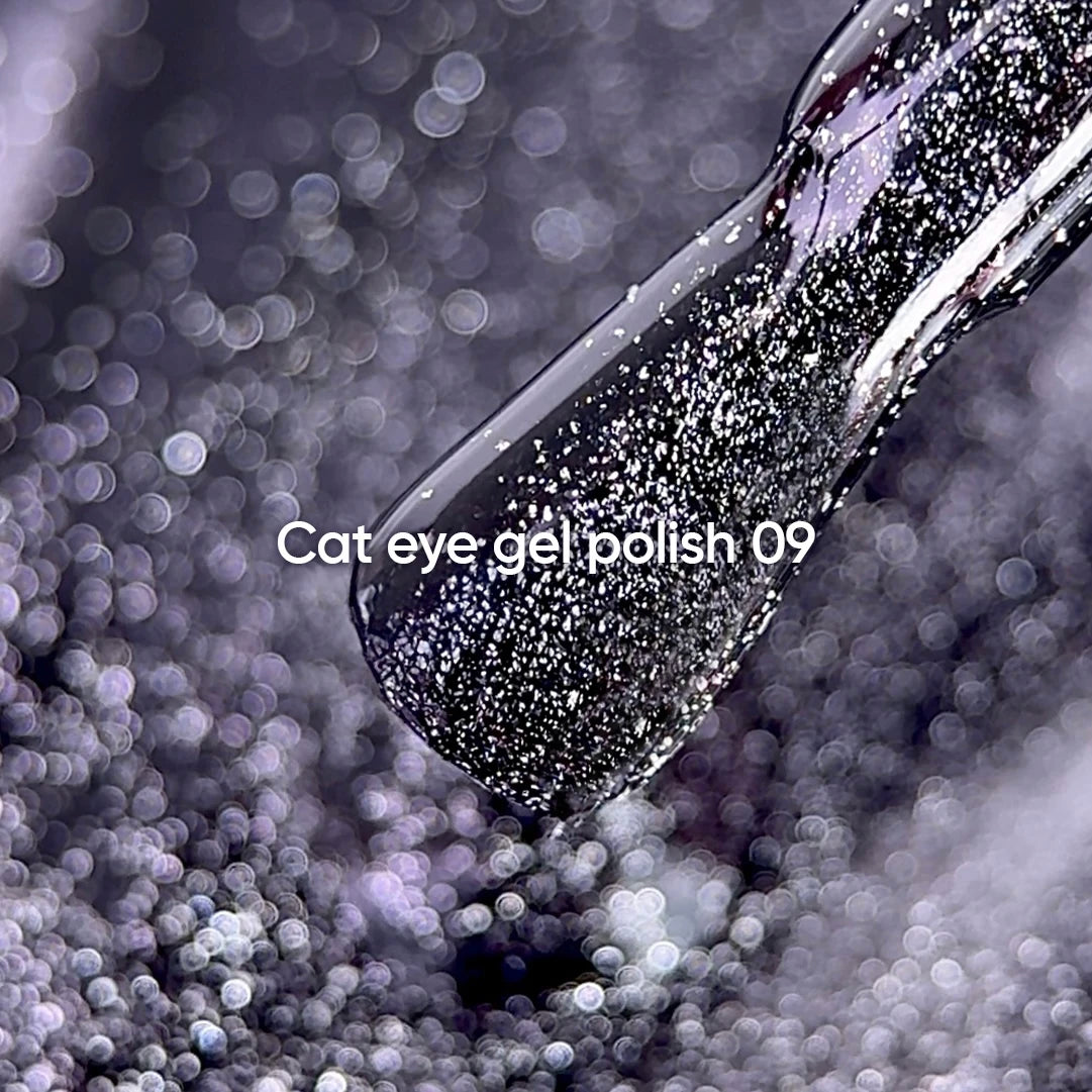 NAILSOFTHEDAY Gel Polish Cat Eye 09 – Schwarzer Cat-Eye Gel-Lack mit feiner Folie und leicht reflektierendem Effekt, intensive Tiefe, 6 ml