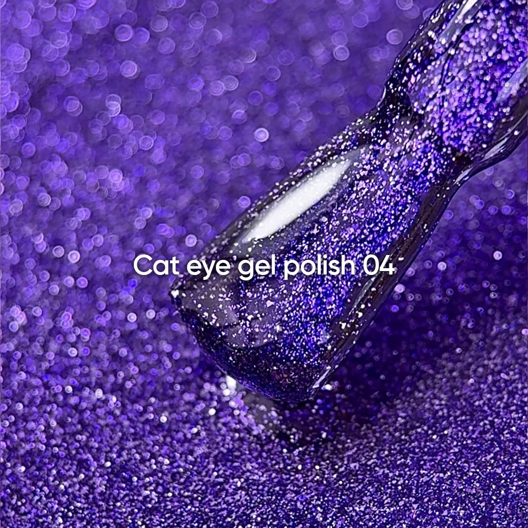 NAILSOFTHEDAY Gel Polish Cat Eye 04 – Dunkelvioletter Cat-Eye Gel-Lack mit feiner Folie und leicht reflektierendem Effekt, starke Pigmentierung, 6 ml
