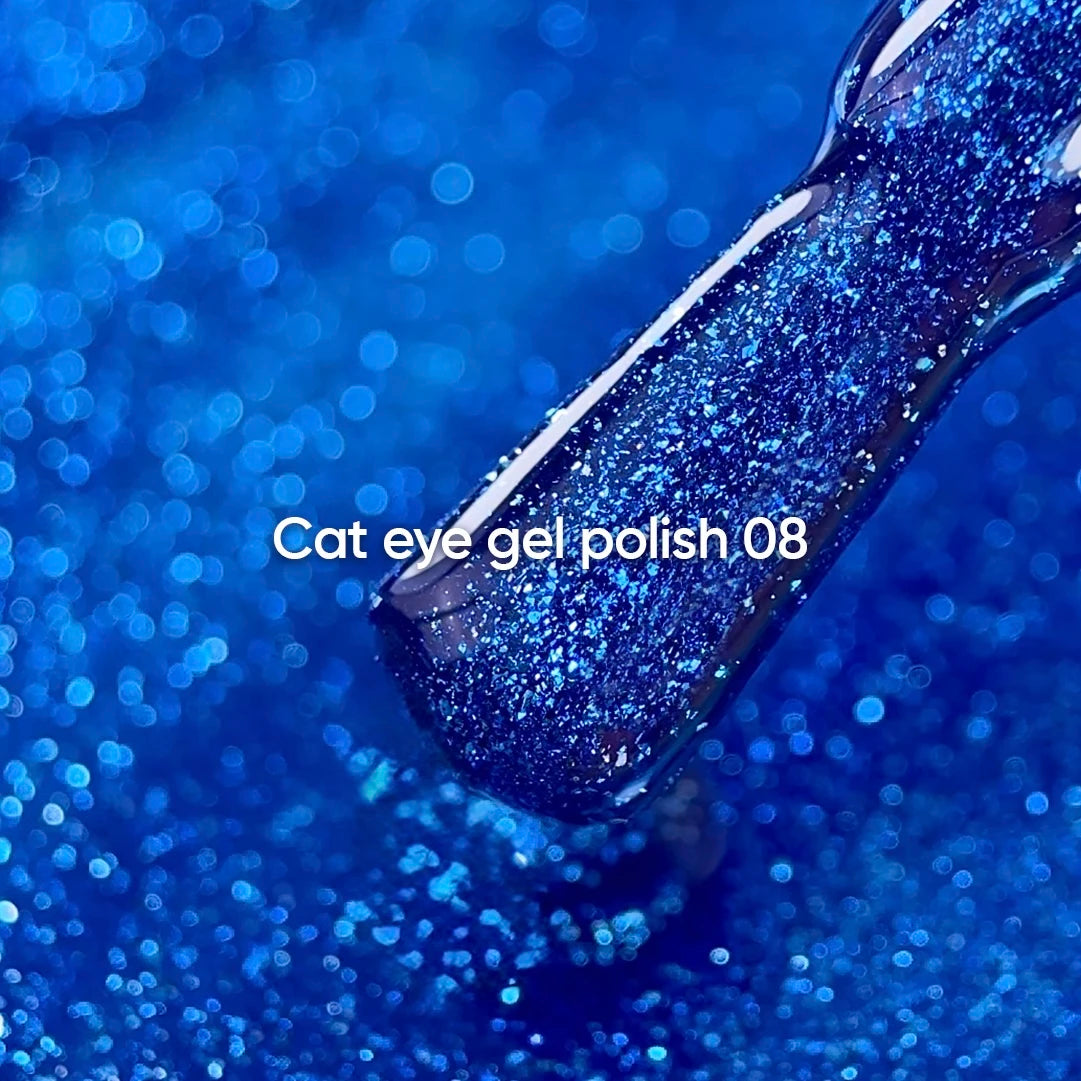 NAILSOFTHEDAY Gel Polish Cat Eye 08 – Blauer Cat-Eye Gel-Lack mit feiner Folie und leicht reflektierendem Effekt, hohe Deckkraft, 6 ml